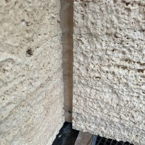 NSP Travertine Rock Crust finish. approx 4cm thick . Textured travertine cladding.